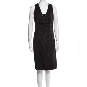 Luca Luca Sleeveless Black Metallic Sheath Dress Square Neck Size 42 (IT) / 6 US